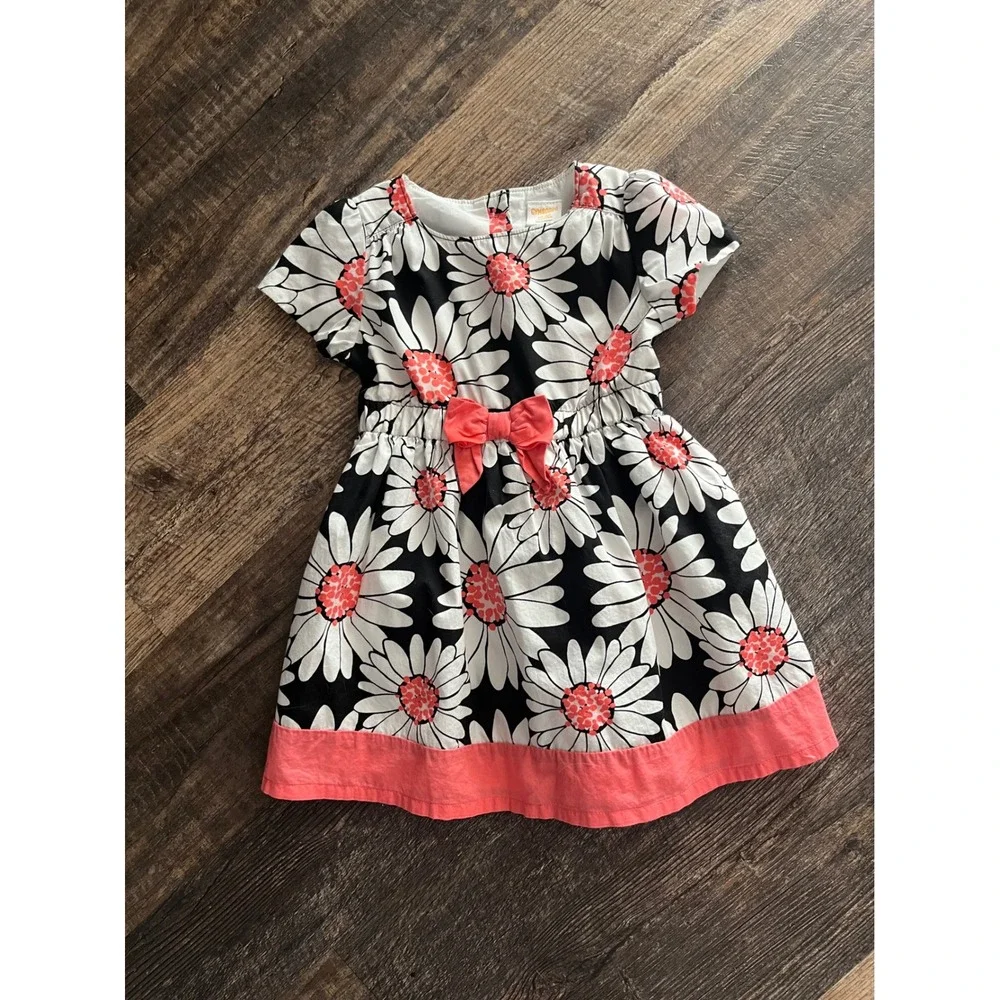 Gymboree Girls Dress Floral Party‎ Casual Short Sleeve Black White 18-24 Months
